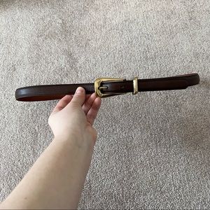 Coach 8528 VTG Dress Belt Large Brown Leather Skinny Thin Gold Tone Prong Buckle